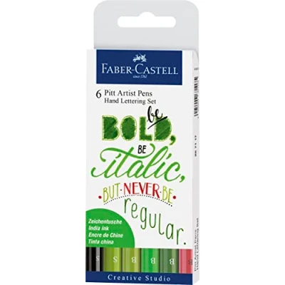 Image of Faber Castell Creative Studio Pitt Artist Pen India Ink Pen, Pastels, Set Of 6, For Art, Craft, Drawing, Sketching, Home, School, University, Colouring