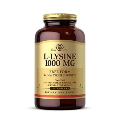 Image of Solgar L Lysine 1000 mg Food Supplement, Pack of 250 Tablets Premium Amino Acid Range Vegan, Gluten Free