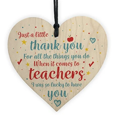 Image of RED OCEAN Handmade Wooden Hanging Plaque Gift For Teacher Thank You Leaving End of Term Keepsake
