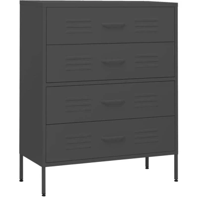 Image of vidaXL Chest of Drawers Anthracite 80x35x101.5 cm Steel