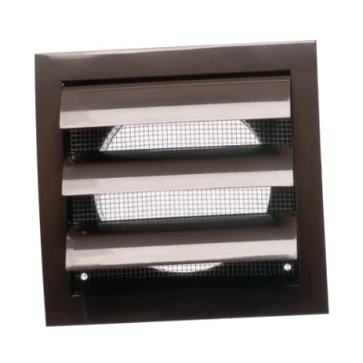 Image of Ø 100mm / 4 inch Gravity Grille Ducting Air Vent with Round Spigot and Non Return Shutters ABS Plastic Brown