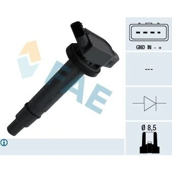 Image of 9091902247, 9091902248, 9091902260, 90919A2001, 90919C2002 Ignition coil FAE 80301 4 pin connector TOYOTA: Avensis Verso, II Hatchback