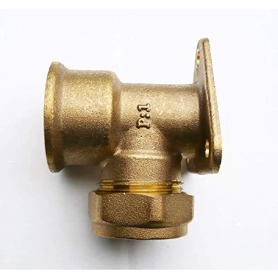 Image of Brass Wall Plate Elbow. 22 mm Compression x 3/4&quot; BSP Female Thread