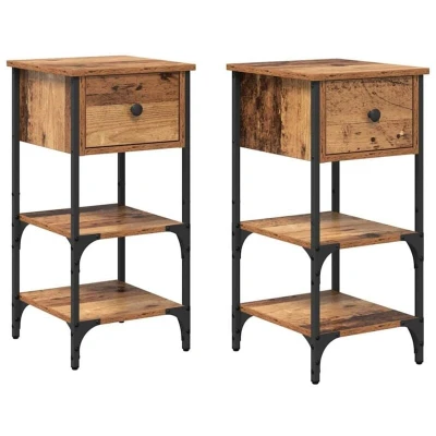 Image of vidaXL Bedside Cabinets 2 pcs Old Wood 34x36x70 cm Engineered