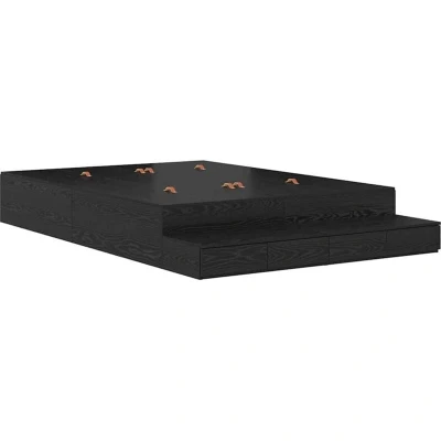 Image of vidaXL Storage Bed Frame Black Oak 150x200 cm