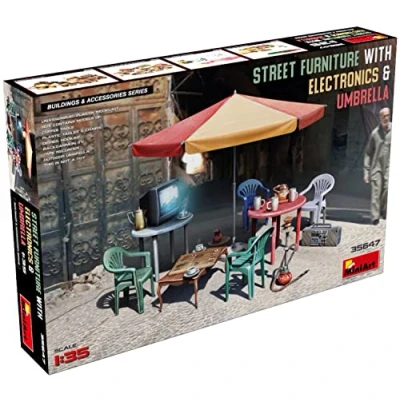 Image of Miniart MIN35639 1:35 Street Accessories w/Lamps &amp; Clocks Scale Model kit, Molded Color