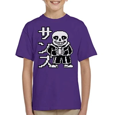 Image of Cloud City 7 Undertale Sans Japanese Text Kid&#039;s T Shirt Purple