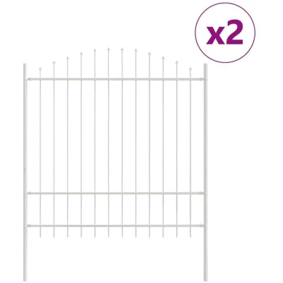 Image of vidaXL Garden Fence with Hoop Top White 3.4x1.75 m Steel