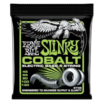 Image of Ernie Ball Bass 5 Slinky Cobalt Electric Strings 45 130 Gauge