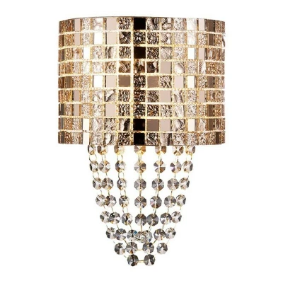 Image of Camden Wall Lamp 2 Light G9 Rose Gold, Mosaic Glass, Crystal