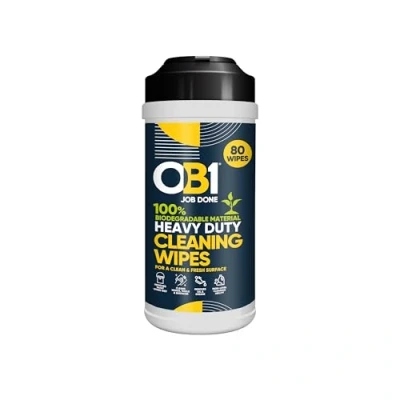 Image of OB1 Heavy Duty Biodegradable Cleaning Wipes 80 Pack Powerful Multi Purpose Cleaner for Hands, Tools &amp; Surfaces Removes Grease, Grime, Oil, Paint, Adhesive More Eco Friendly Non Toxic