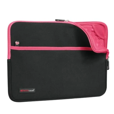 Image of TECHGEAR Tablet Sleeve for Apple iPad Pro 13&quot; (M4) 2024, Air (M2), 12.9&quot;, Slim Neoprene Zipped Protective Case Cover Anti Shock Bubble Interior [Sentinel 13] [Pink]