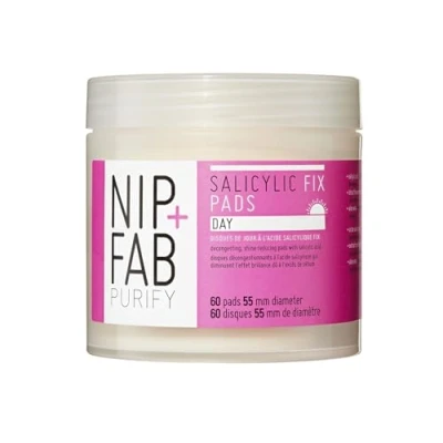 Image of Nip + Fab Salicylic Acid Fix Day Pads for Face with Aloe Vera, Exfoliating Facial Pad BHA Exfoliant Skin Hydration Acne Breakouts Refining Pores Oil Control, 60 Pads, 80ml