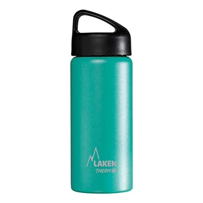 Image of Laken Thermo Classic Vacuum Insulated Stainless Steel Wide Mouth Water Bottle with Screw Cap, 17 Oz, Turquoise