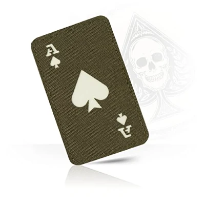 Image of M Tac Ace of Spades Patch Death Card Tactical Morale for Military Gear Army Patches Clothes, Jackets, Backpacks, Hats Combat Hook and Loop (Ranger Green/GITD)
