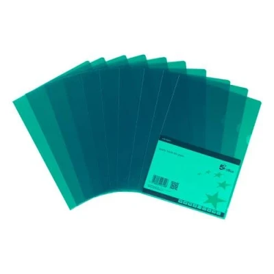 Image of 5 Star Office Folder Embossed Cut Flush Polypropylene Copy Safe Translucent 110 Micron A4 Green [Pack 25]+ Free Finchley Refill Pen (1)