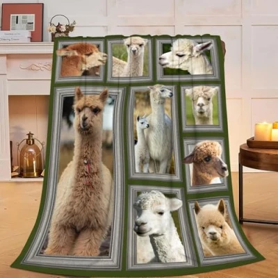 Image of Llama Blanket Soft Cozy Alpaca Animal Throw Gift for Women Girls Super Plush Warm Stuff Lightweight Fleece Flannel Blankets Kids Adults 50&quot;X40&quot;