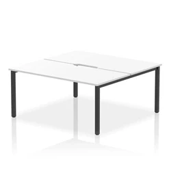 Image of Evolve Plus 1600mm B2B 2 Person Bench Desk White Top Black Frame