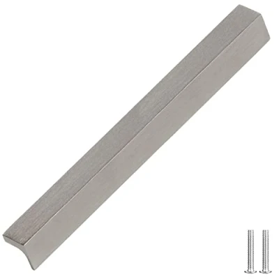 Image of Decoranddecor Contemporary Pull Handles Solid Metal for Cabinets (224mm Between Hole Centres, Brushed Chrome)