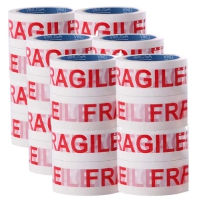 Image of VIROSA EXTRA VALUE Packing Tapes 48mm x 66m Ideal as Fragile Tape Roll, Tape, Packaging Pack, Heavy Duty for Moving House, Box (24 rolls, Fragile)
