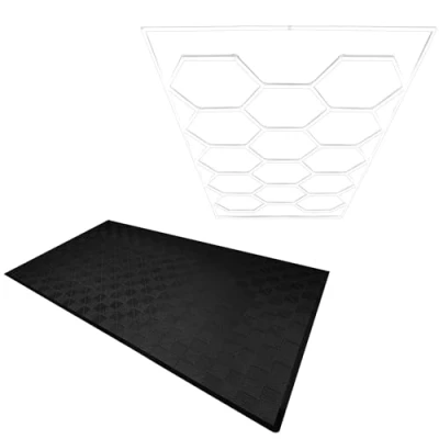 Image of MonsterShop Hexagon LED Light &amp; Vented Garage Floor Tiles x 120 with Edges Black