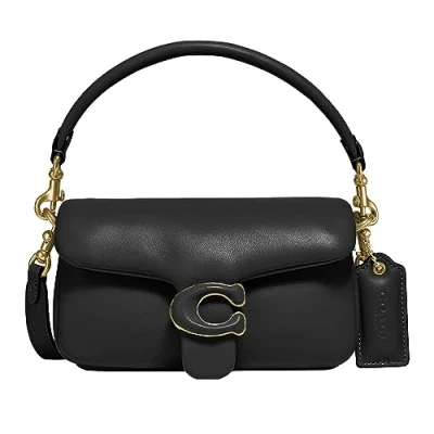 Image of COACH Leather Covered C Closure Pillow Tabby Shoulder Bag 18, Black, One Size