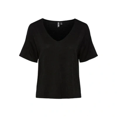 Image of PIECES Women&#039;s Pcbillo Oversized Tee Stripes Noos T Shirt, Black/Detail: Black Lurex, XS