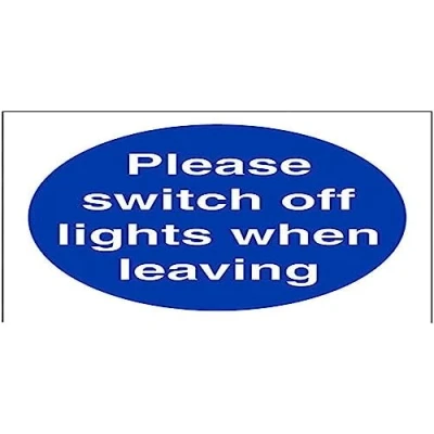 Image of V Safety Please Switch Off Lights When Leaving Sign 100mm x 1mm Rigid Plastic