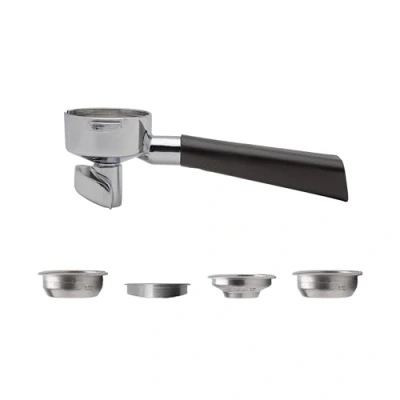 Image of LELIT LELIT58 2 Way Portafilter Double Spout Includes Stainless Steel Filters Design Handle PLA582V Silver/Brown