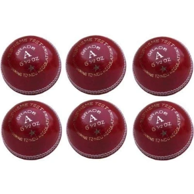 Image of VIPER 6x Grade A Supreme Test Professional Red Leather 5.5oz Cricket Balls