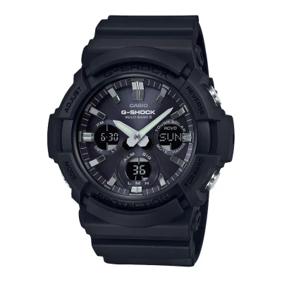 Image of Casio Gents 52.00mm Solar Watch with Black Analogue Digital dial and Rubber Strap GAW 100B 1AER