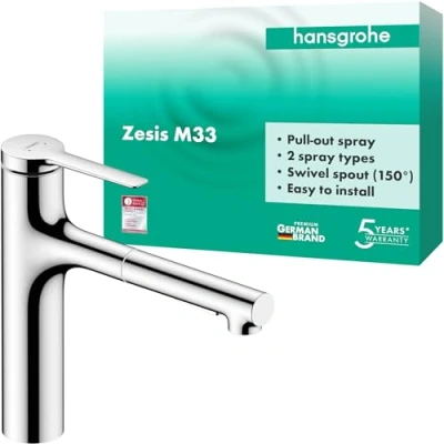 Image of hansgrohe Zesis M33 Kitchen Tap 160, pull out spray, 2 Sprays, chrome, 74801000