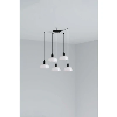 Image of Tatawin Small Cluster Pendant Ceiling Light Black, Gloss White 5x E27
