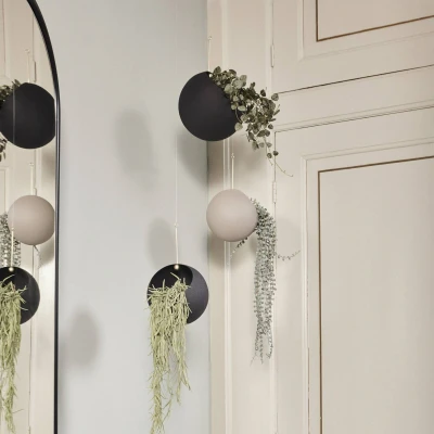 Image of AYTM Globe flower pot, hanging, Ø 17 cm, black, aluminium