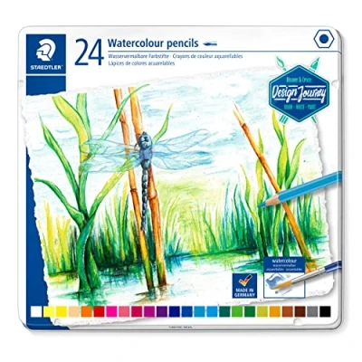 Image of STAEDTLER 14610C Design Journey Watercolour Pencils Assorted Colours (Tin of 24)