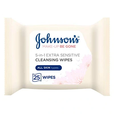 Image of Johnson&#039;s Makeup Be Gone Extra Sensitive Wipes, Pack of 25