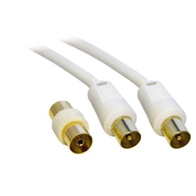 Image of PC Arena Coaxial TV/AV Aerial Cable Male to 3m + coupler