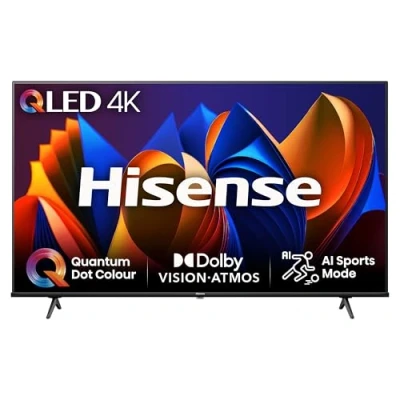 Image of Hisense 43 Inch 4K QLED Smart TV 43E77NQTUK Quantum Dot Colour, AI Processor, Dolby Vision Atmos, Smooth Motion, Sports Mode, Vidaa OS with Freely, Youtube, Netflix and Disney+ (2024 Model)
