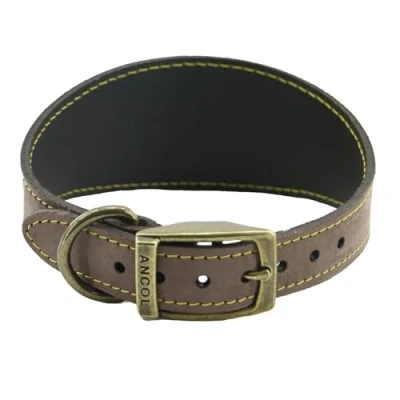 Image of Ancol Timberwolf Leather Greyhound Collar Sable (Brown) to fit neck 34 43 cm