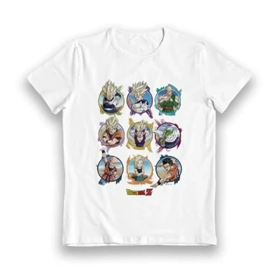 Image of Dragon Ball Z Circle Characters White Kids T Shirt 05 06 Year