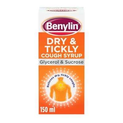 Image of Benylin Dry and Tickly Syrup, Targeted Relief for Your Cough, Medicine Adults Children, 150 ml