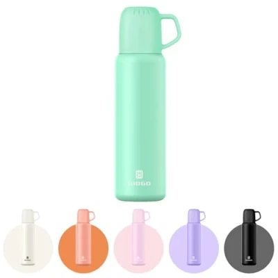 Image of Thermal Flask with Cup 648ml/22oz for Hot Drink, Vacuum Insulated Flask, Cold Water Bottle Thermo Coffee Flasks(Green,Single)