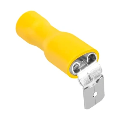 Image of Heschen piggyback spade crimp terminal connector 0.5 6.0mm² (22 10 awg) yellow 100 pcs