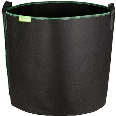 Image of GardenMate 6 Pack 95 litres/25 gallons soft sided plant pots Grow bags with felt like texture that promote air root pruning GREENLINE