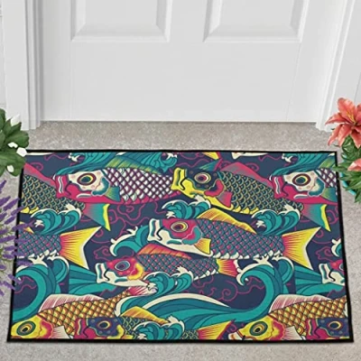 Image of Veryday Japanese Fish Doormat Door Mat Entrance Dirt Trapper for Living Room White 40 x 60 cm