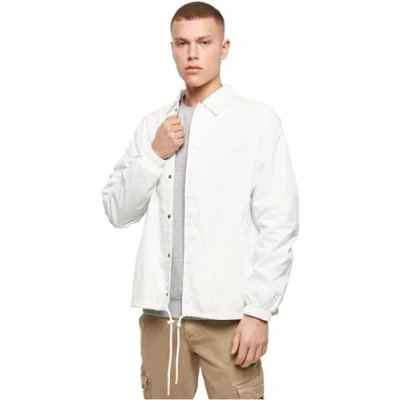 Image of Build Your Brand Men&#039;s By128 coach Jacket, White, XXXXL