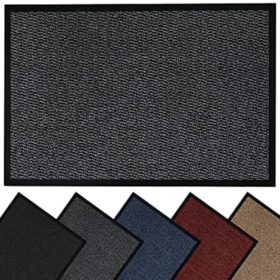 Image of HOUSEGADS Door Mats Indoor And Outdoor Rugs Anti Slip Mat Carpet Non Rug Rubber Washable Floor Kitchen (Grey,120x180)