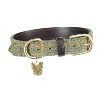 Image of Shires Digby and Fox Tweed Dog Collar Red/Yellow/Blue Check: Small