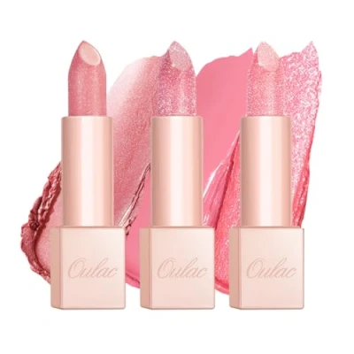 Image of Oulac Pink Glitter Moisturising Lipstick Set Shimmer Lipsticks for Women, Hydrating &amp; Smooth, Diamond Finish, Creamy Sparkling Formula(PG03+PG10+D08)