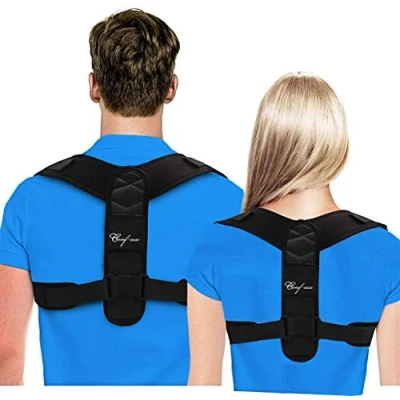 Image of Posture Corrector for Men and Women, Upper Back Brace Clavicle Support, Adjustable Straightener Providing Pain Relief from Neck, &amp; Shoulder, (Universal) (Black)